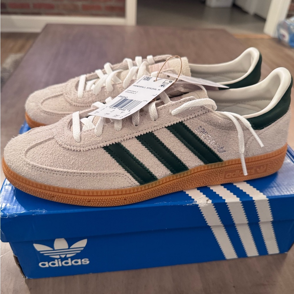 Adidas Men's Beige and Forest Green Sneakers Handball Spezial